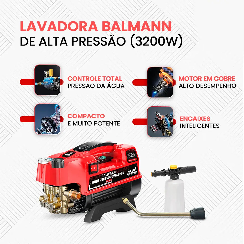 3200W de potência real e 2500 PSI de pressão